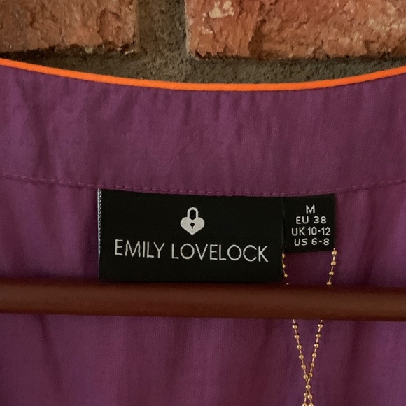 Emily Lovelock Purple Floral Patterned Puff Sleeve Women's Dress - Picture 2 of 9